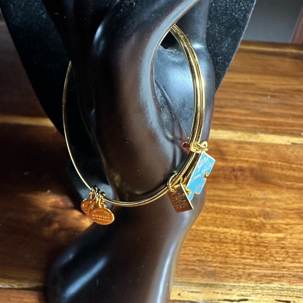 Alex and Ani Gold Bracelet with Blue Accents